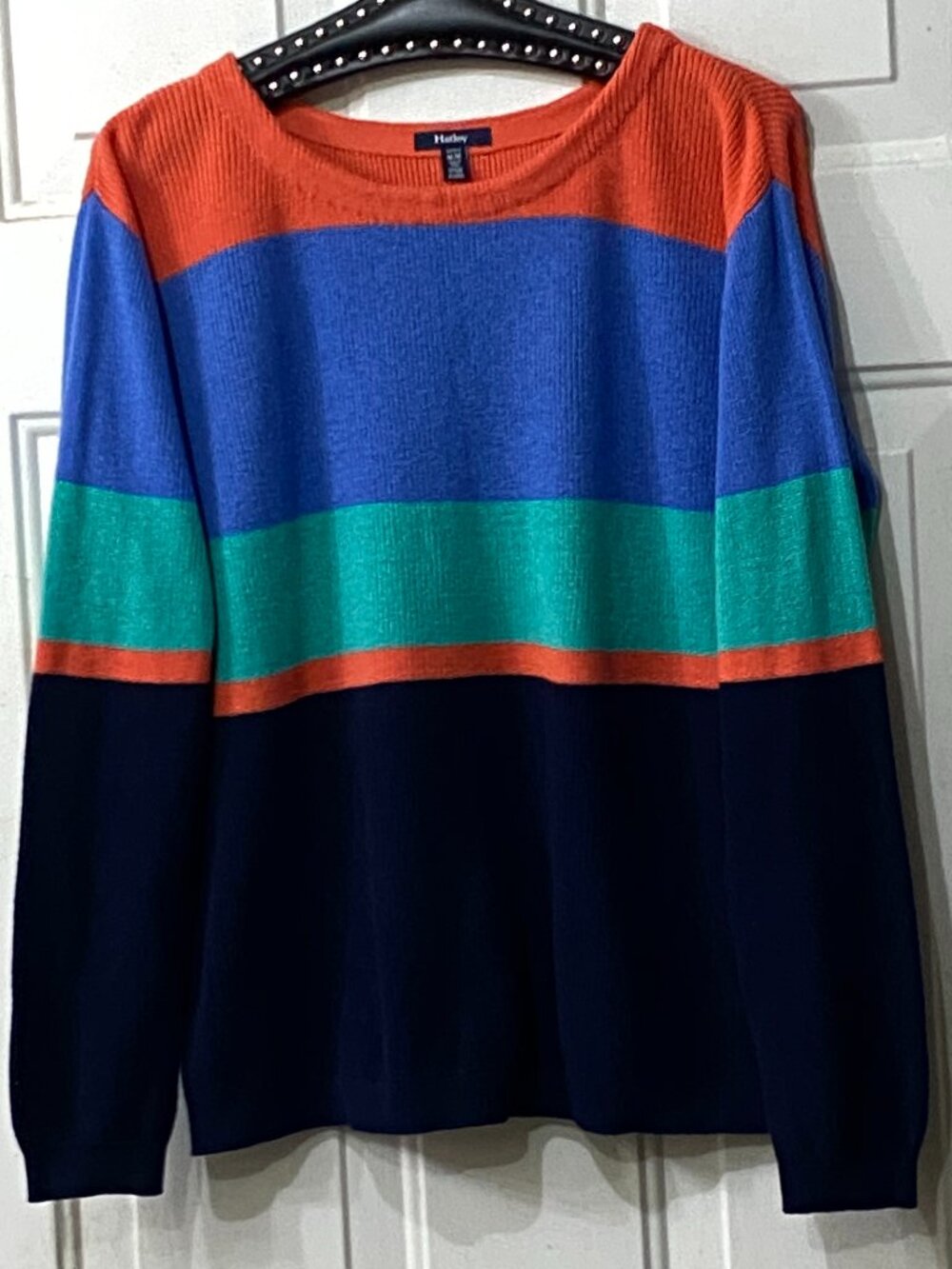 Hatley Womens Sz M Sweater Pullover Multicolor Striped Cotton/Cashmere